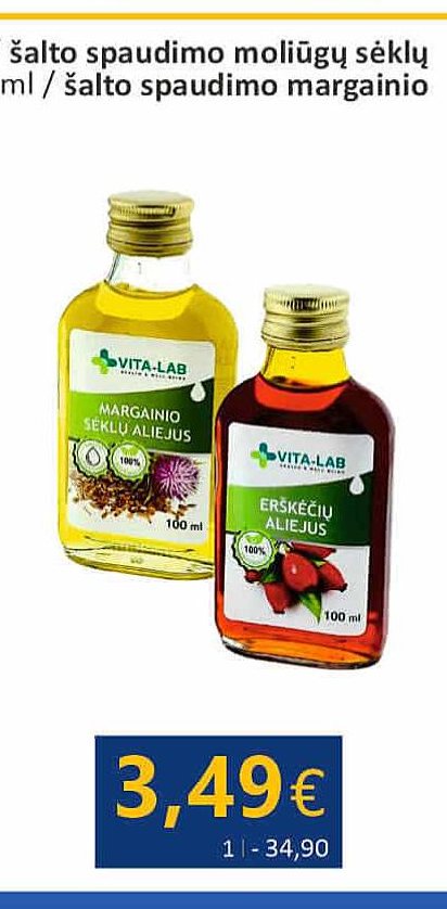 VITA-LAB šalto spaudimo margainio sėklų aliejus, 100 ml