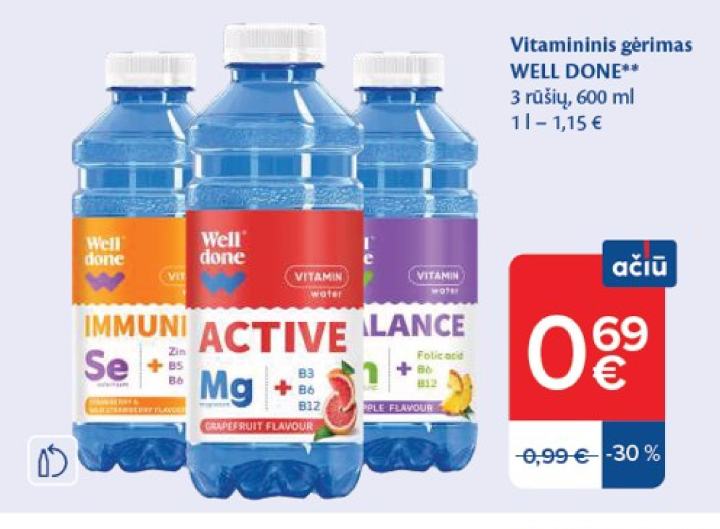 Vitamininis gėrimas WELL DONE, 600 ml
