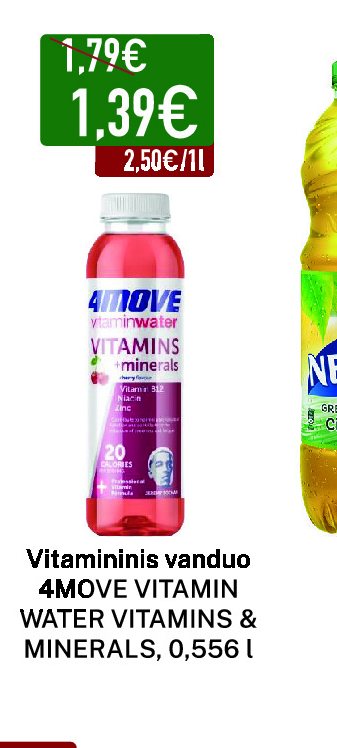 Vitamininis vanduo 4MOVE VITAMIN WATER VITAMINS & MINERALS, 0.556 l