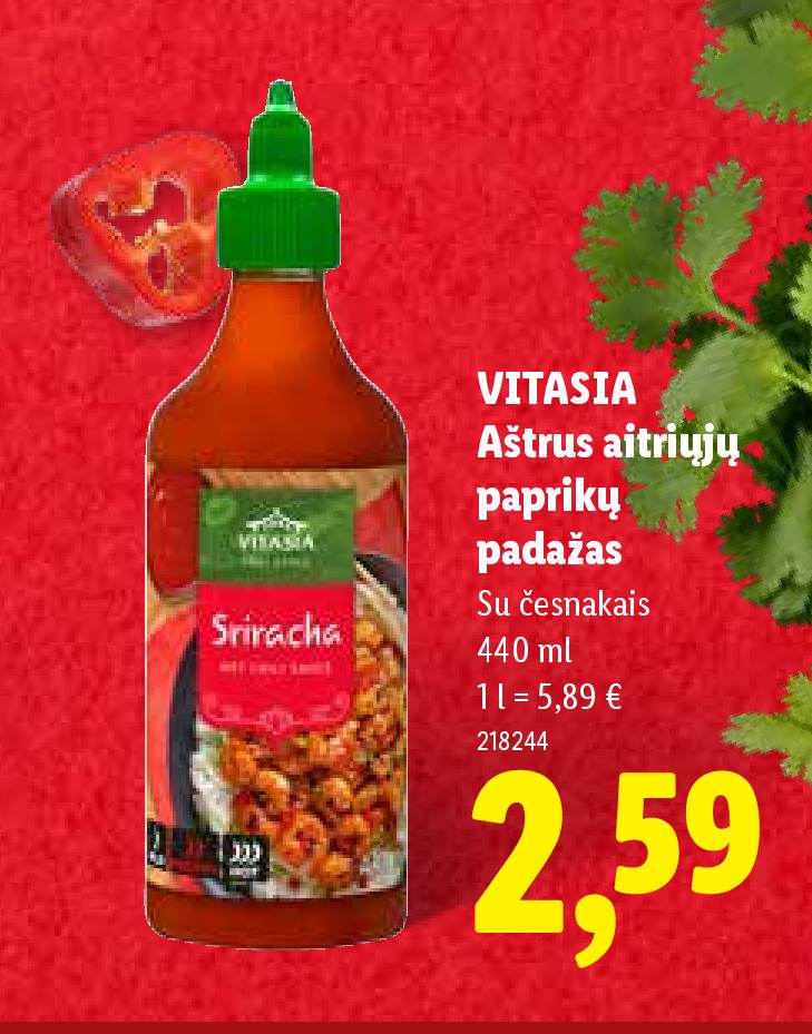 VITASIA Aštrus aitriųjų paprikų padažas, 440 ml