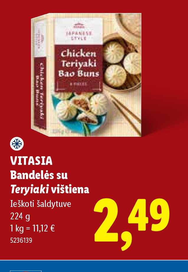 VITASIA Bandelės su Teryiaki vištiena, 224 g