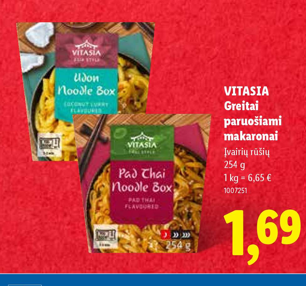 VITASIA Greitai paruošiami makaronai, 254 g