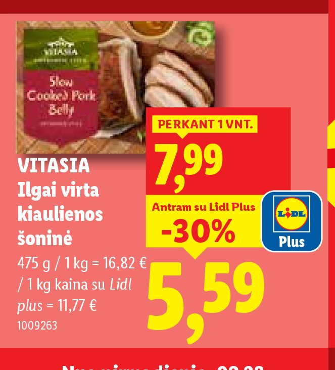VITASIA Ilgai virta kiaulienos šoninė, 475 g