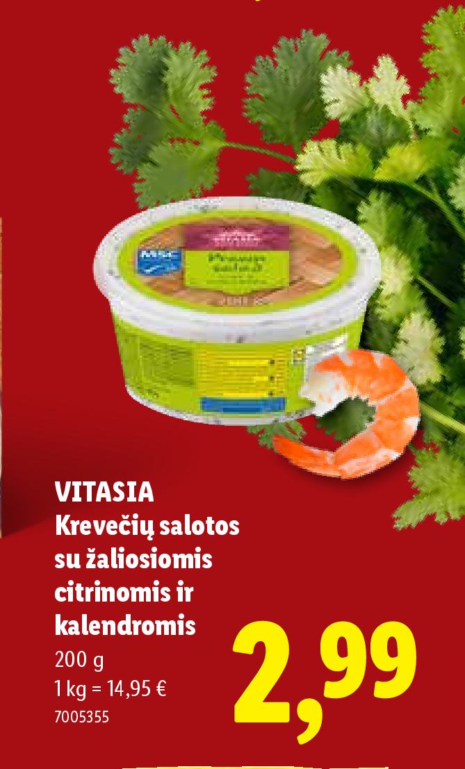 VITASIA Krevečių salotos su žaliosiomis citrinomis ir kalendromis, 200 g