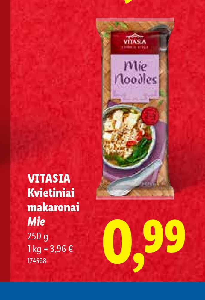 VITASIA Kvietiniai makaronai Mie, 250 g