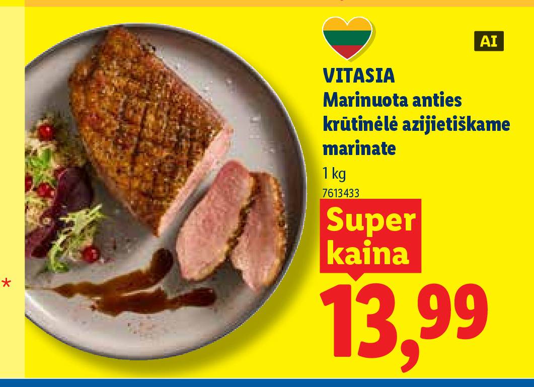 VITASIA Marinuota anties krūtinėlė azijietiškame marinate, 1 kg