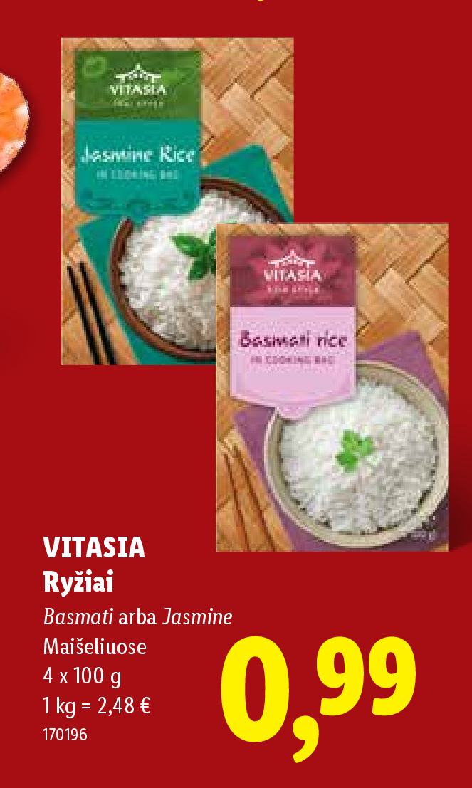 VITASIA Ryžiai, 4 x 100 g