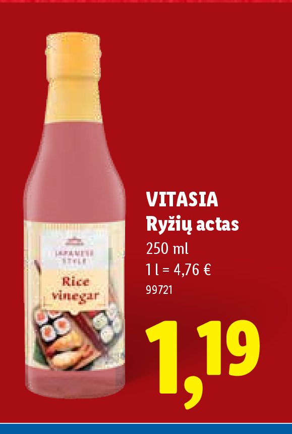 VITASIA Ryžių actas, 250 ml