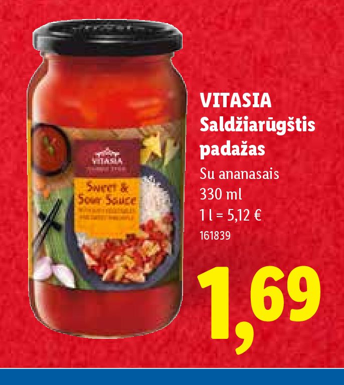 VITASIA Saldžiarūgštis padažas, 330 ml