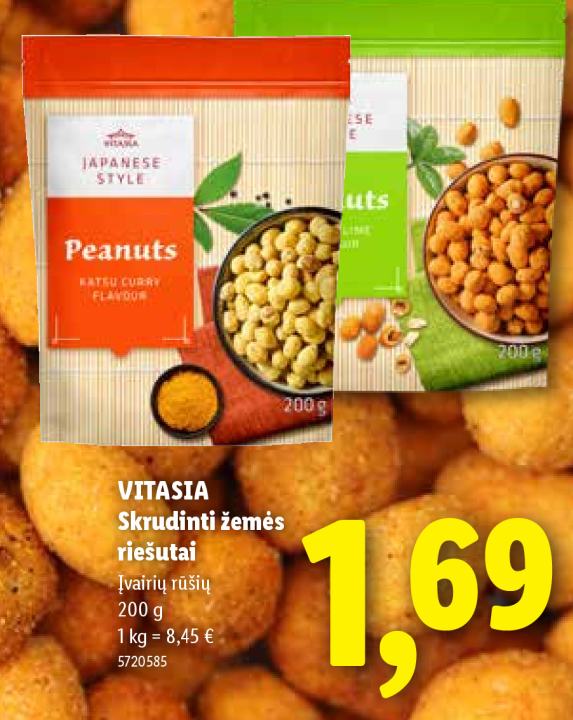 VITASIA Skrudinti žemės riešutai, 200 g