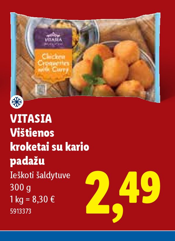 VITASIA Vištienos kroketai su kario padažu, 300 g