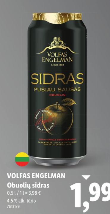 VOLFAS ENGELMAN Obuolių sidras, 0.5 l