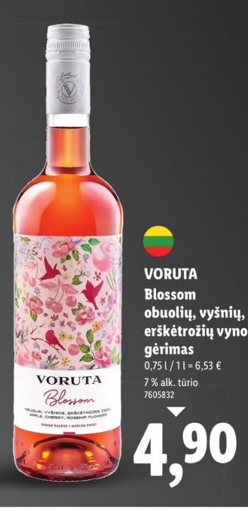 VORUTA Blossom obuolių, vyšnių, erškėtrožių vyno gėrimas, 0.75 l