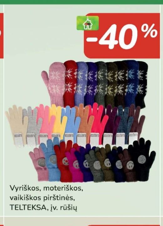 Vyriškos, moteriškos, vaikiškos pirštinės
