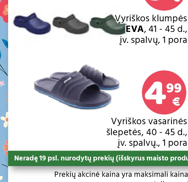 Vyriškos vasarinės šlepetės, 1 pora
