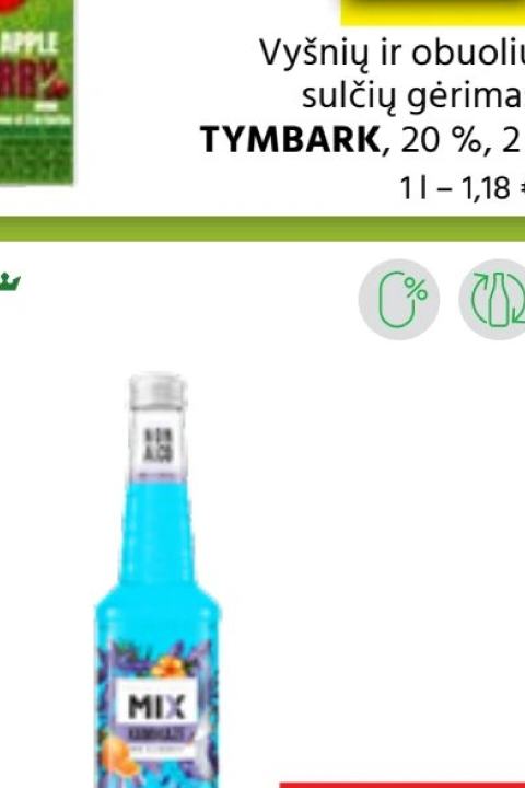 Vyšnių ir obuolių sulčių gėrimas TYMBARK, 2 l