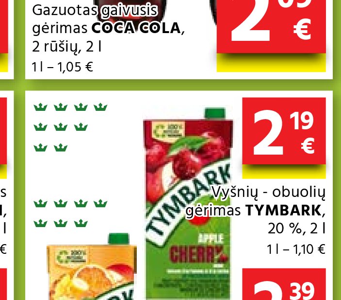 Vyšnių - obuolių gėrimas TYMBARK, 2 l