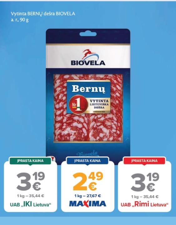 Vytinta BERNŲ dešra BIOVELA, 90 g