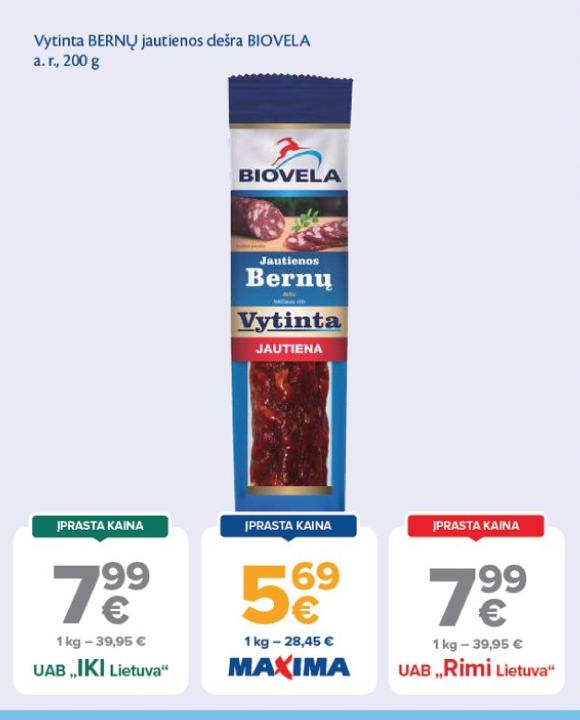 Vytinta BERNŲ jautienos dešra BIOVELA, 200 g
