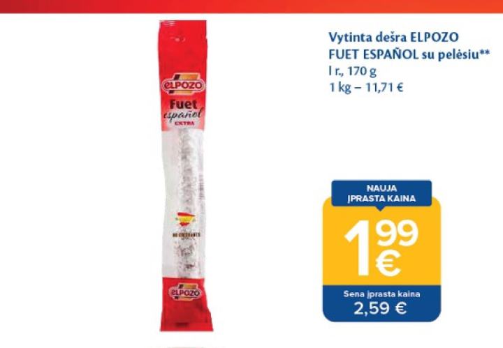Vytinta dešra ELPOZO FUET ESPAÑOL su pelėsiu, 170 g
