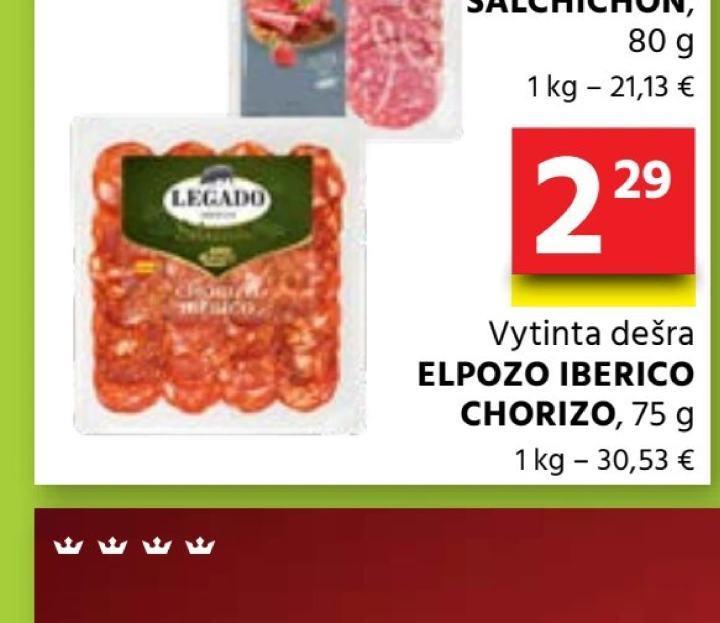 Vytinta dešra ELPOZO IBERICO CHORIZO, 75 g
