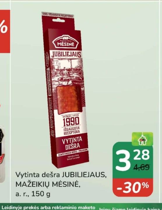 Vytinta dešra JUBILIEJAUS, MAŽEIKIŲ MĖSINĖ, 150 g