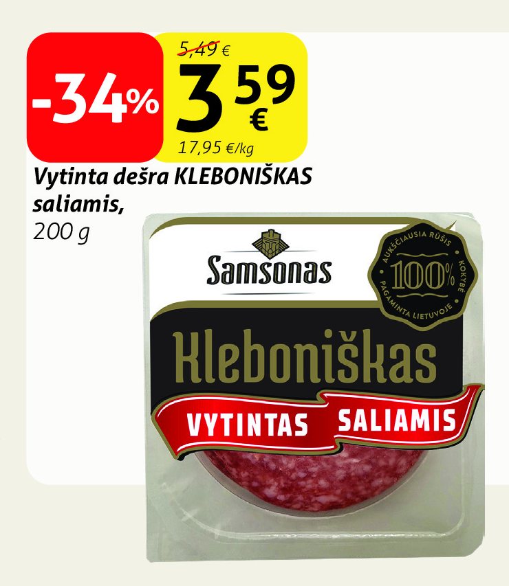 Vytinta dešra KLEBONIŠKAS saliamis, 200 g