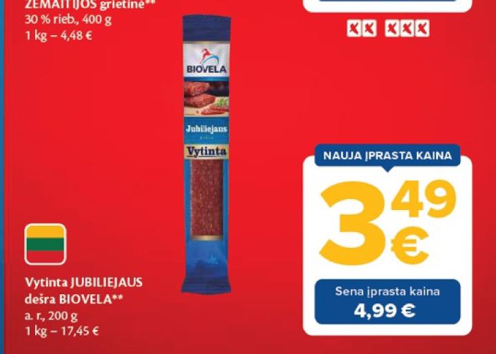 Vytinta JUBILIEJAUS dešra BIOVELA, 200 g