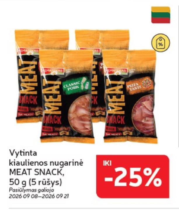 Vytinta kiaulienos nugarinė MEAT SNACK, 50 g