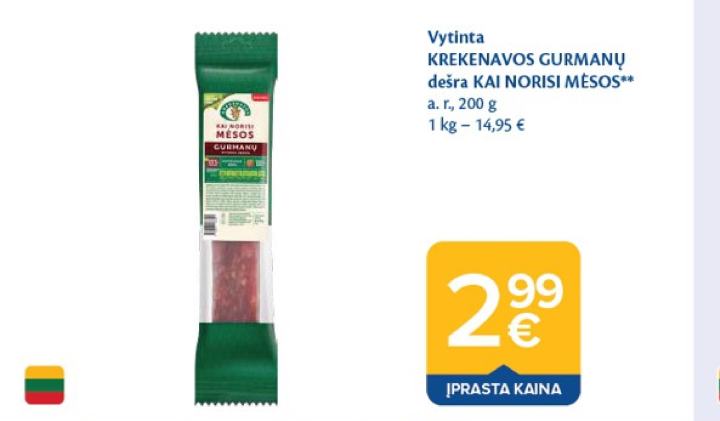 Vytinta KREKENAVOS GURMANŲ dešra KAI NORISI MĖSOS, 200 g