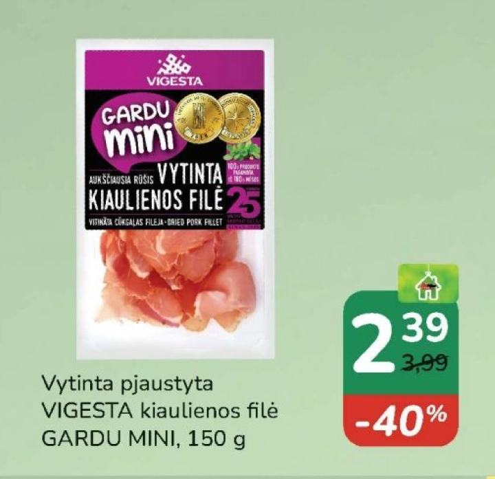 Vytinta pjaustyta VIGESTA kiaulienos filė GARDU MINI, 150 g