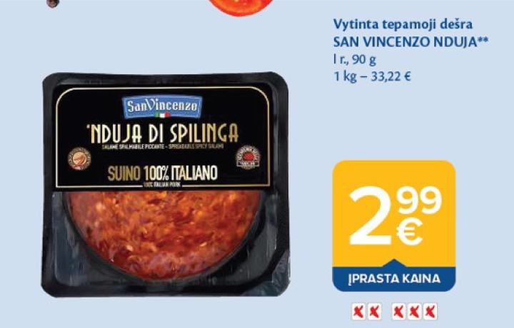 Vytinta tepamoji dešra SAN VINCENZO NDUJA, 90 g
