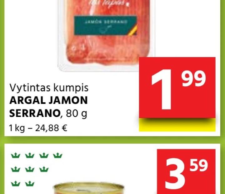 Vytintas kumpis ARGAL JAMON SERRANO, 80 g