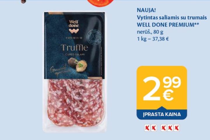 Vytintas saliamis su trumais WELL DONE PREMIUM, 80 g