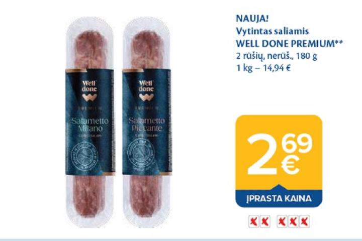 Vytintas saliamis WELL DONE PREMIUM, 180 g