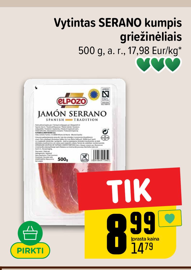 Vytintas SERANO kumpis griežinėliais, 500 g