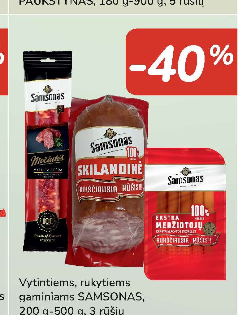 Vytintiems, rūkytiems gaminiams SAMSONAS, 200 g-500 g