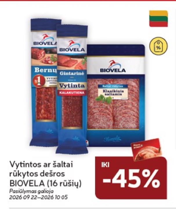 Vytintos ar šaltai rūkytos dešros BIOVELA