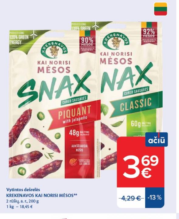 Vytintos dešrelės KREKENAVOS KAI NORISI MĖSOS, 200 g