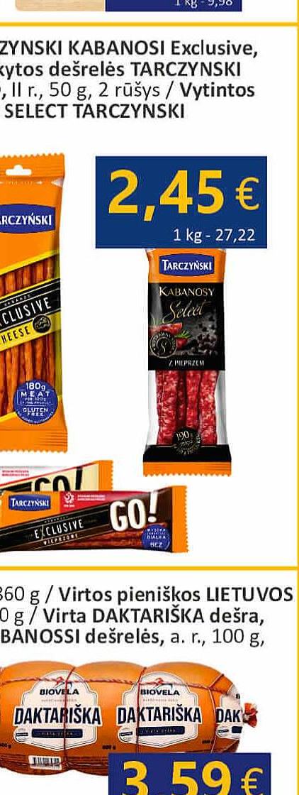 Vytintos kiaulienos dešrelės KABANOS SELECT TARCZYNSKI su pipirais, 90 g