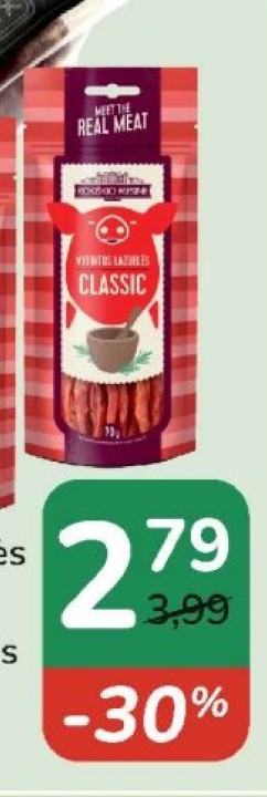 vytintos kiaulienos lazdelės ROKIŠKIO MĖSINĖ, 70 g-170 g