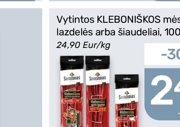 Vytintos KLEBONIŠKOS mėsos lazdelės arba šiaudeliai, 100 g