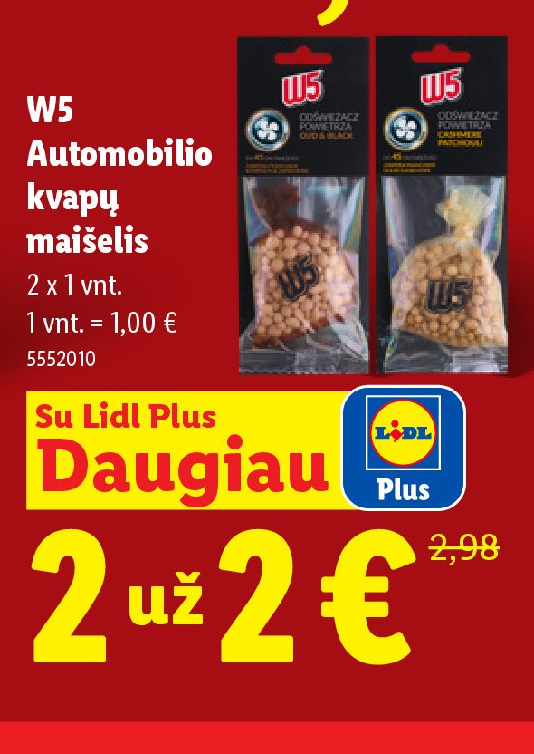W5 Automobilio kvapų maišelis, 2 x 1 vnt