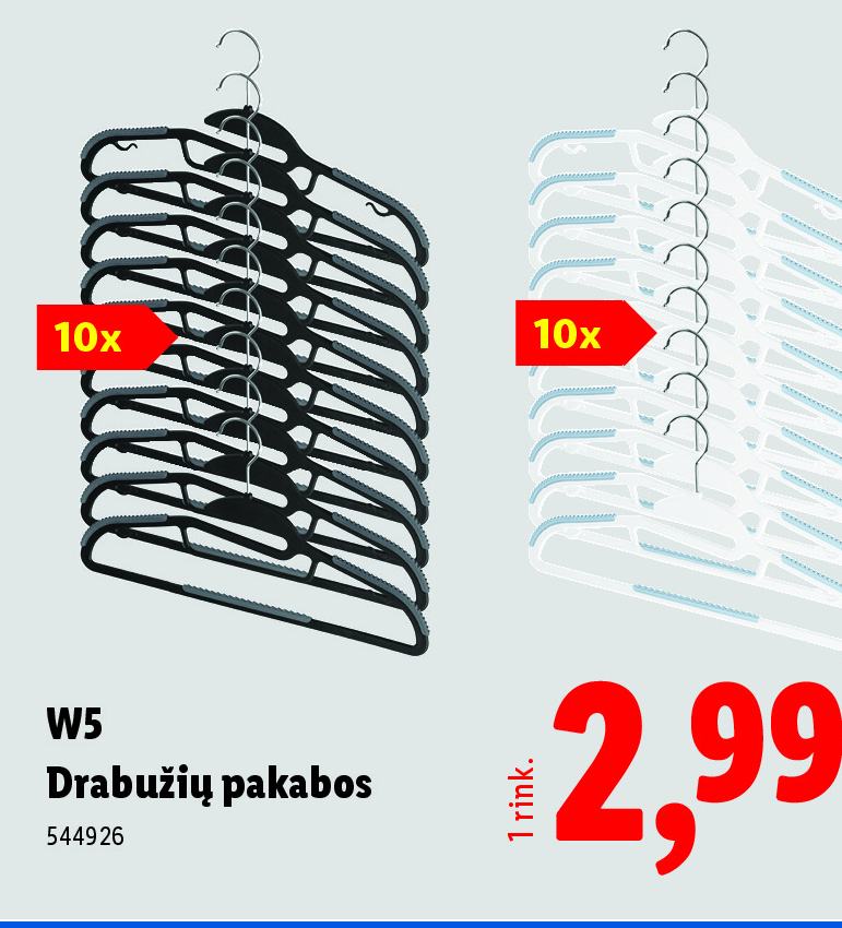 W5 Drabužių pakabos, 10 vnt
