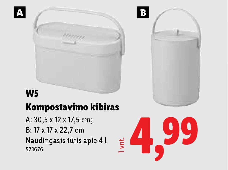 W5 Kompostavimo kibiras, 4 l