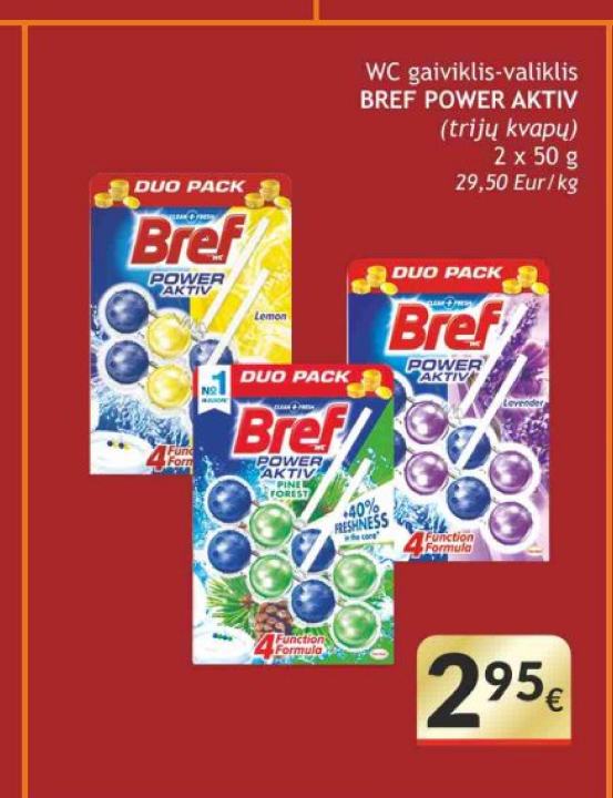 WC gaiviklis-valiklis BREF POWER AKTIV, 2 x 50 g