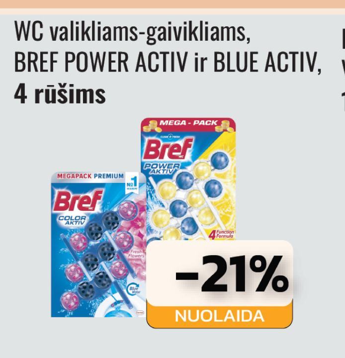 WC valikliams-gaivikliams, BREF POWER ACTIV ir BLUE ACTIV