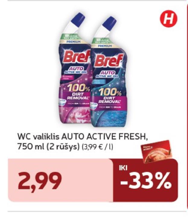 WC valiklis AUTO ACTIVE FRESH, 750 ml