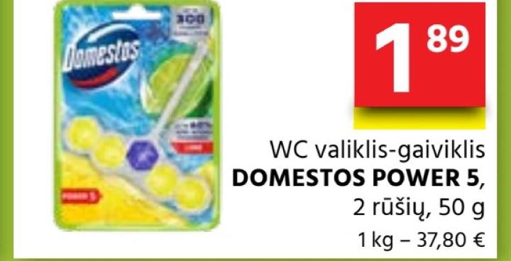 WC valiklis-gaiviklis DOMESTOS POWER 5, 50 g