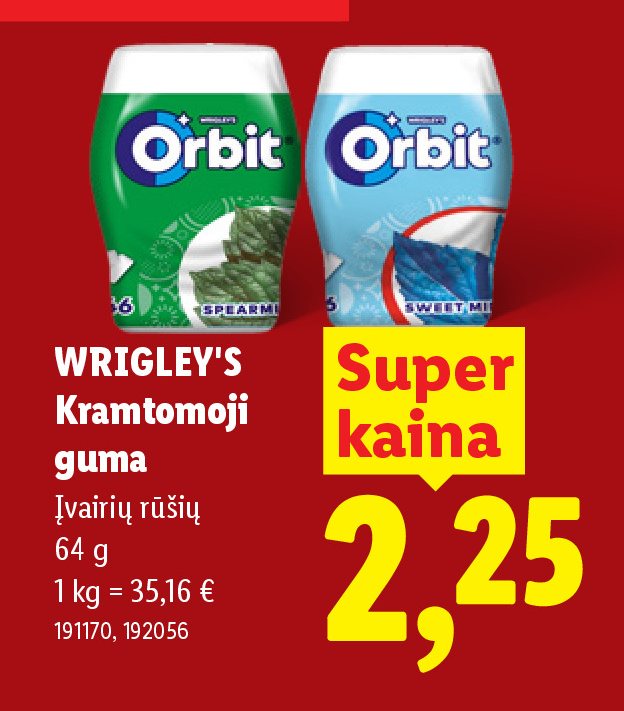 WRIGLEY'S Kramtomoji guma, 64 g